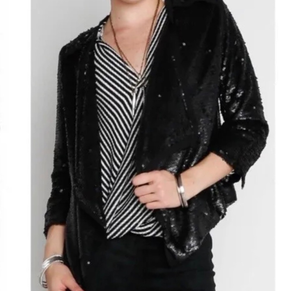 MISS ME black sequence waterfall blazer 🖤 - Picture 3 of 16